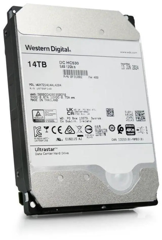 Alt view image 5 of 7 - (NOT FOR HOME PC!) WD Ultrastar DC HC530 14TB SAS 12Gb/s 3.5in HDD WUH721414AL4204 0F31002