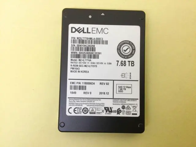 Alt view image 2 of 3 - (NOT FOR HOME PC!) MZ-ILT7T6A Samsung PM1643 7.68TB SAS 12Gbps 2.5in FLASH SSD EMC 118000634