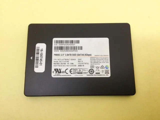 Alt view image 4 of 6 - MZ-7LH3T80 Samsung PM883 Series 3.84TB 2.5" SATA 6Gb/s SSD MZ7LH3T8HMLT