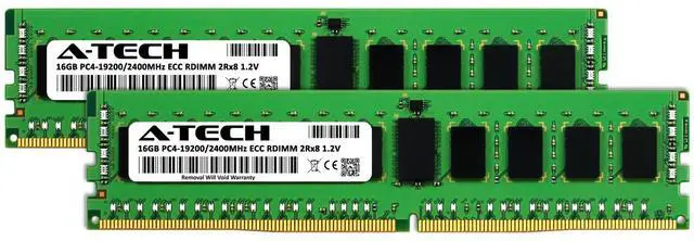 Alt view image 2 of 7 - (NOT FOR HOME PC!) A-Tech 32GB 2x 16GB 2Rx8 PC4-19200R DDR4 2400MHz ECC REG RDIMM Server Memory RAM