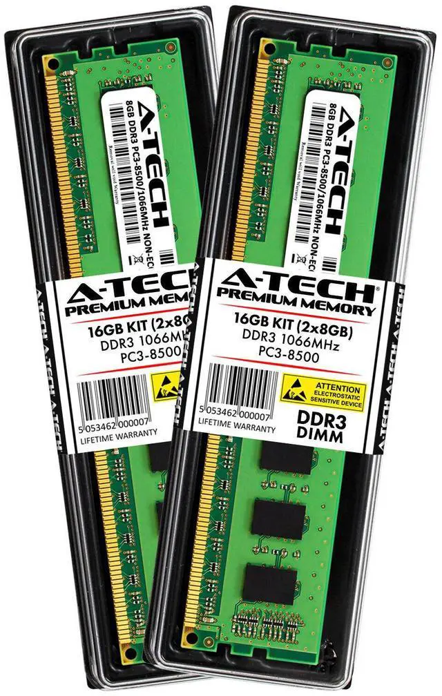 Main image of 16GB KIT 2 x 8GB DIMM DDR3 NON-ECC PC3-8500 1066MHz 1066 MHz DDR-3 8G Ram Memory