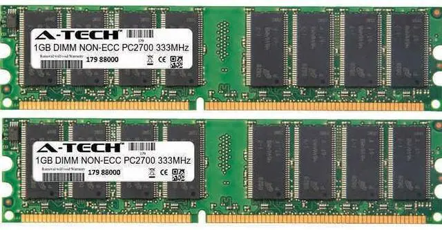 Alt view image 2 of 2 - A-Tech 2GB 2 x 1GB PC2700 Desktop DDR 333 MHz 184-pin DIMM DDR1 Memory RAM 2G 1G