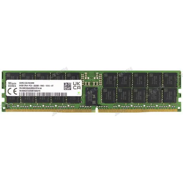 Alt view image 2 of 4 - Hynix 64GB DDR5-5600 EC8 RDIMM HMCG94AGBRA181N HMCG9AGBRA181N Server Memory RAM
