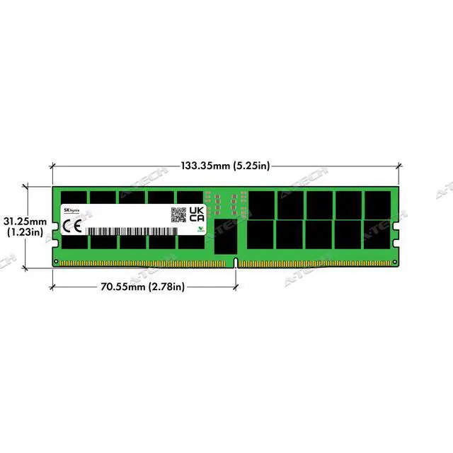 Alt view image 3 of 4 - Hynix 64GB DDR5-5600 EC8 RDIMM HMCG94AGBRA181N HMCG9AGBRA181N Server Memory RAM