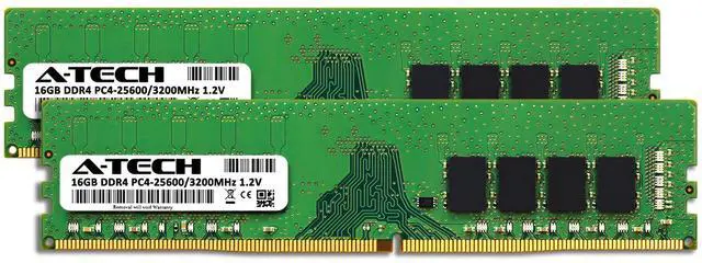 Alt view image 2 of 7 - A-Tech 32GB 2x 16GB PC4-25600 Desktop DIMM DDR4 3200 MHz Non-ECC Memory RAM 32G