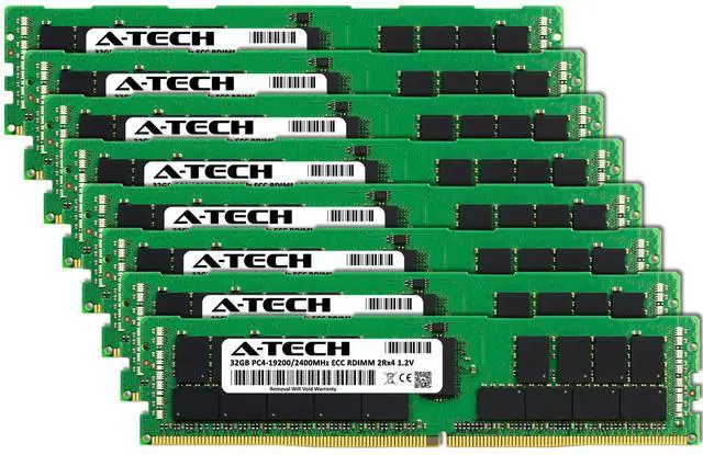 Alt view image 2 of 4 - (NOT FOR HOME PC!) A-Tech 256GB 8x 32GB 2Rx4 PC4-19200R DDR4 2400 ECC REG RDIMM Server Memory RAM