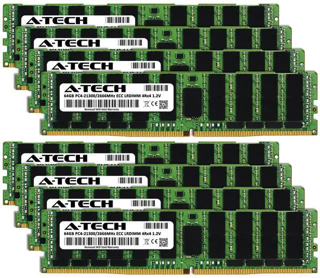 Alt view image 2 of 5 - (NOT FOR HOME PC!) A-Tech 512GB 8x 64GB 4Rx4 PC4-21300 ECC Load Reduced LRDIMM Server Memory RAM