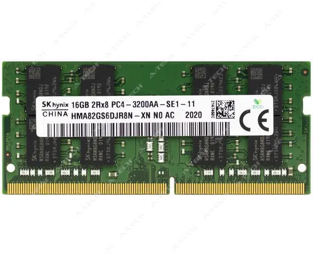 Main image of Hynix 16GB DDR4 3200MHz PC4-25600 2Rx8 SODIMM Laptop Memory RAM HMA82GS6DJR8N-XN