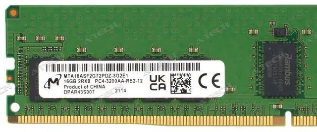 Alt view image 2 of 7 - Micron 16GB 3200 MTA18ASF2G72PDZ-3G2E1 MTA18ASF2G72PDZ-3G2R1 Server Memory RAM