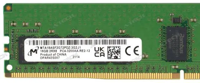 Alt view image 3 of 7 - Micron 16GB 3200 MTA18ASF2G72PDZ-3G2E1 MTA18ASF2G72PDZ-3G2R1 Server Memory RAM