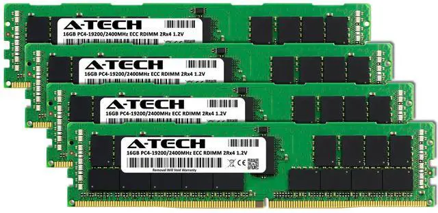 Alt view image 2 of 4 - (NOT FOR HOME PC!) A-Tech 64GB 4x 16GB 2Rx4 PC4-19200R DDR4 2400MHz ECC REG RDIMM Server Memory RAM
