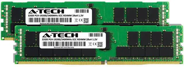 Alt view image 2 of 4 - (NOT FOR HOME PC!) A-Tech 64GB 2x 32GB 2Rx4 PC4-19200R DDR4 2400MHz ECC REG RDIMM Server Memory RAM