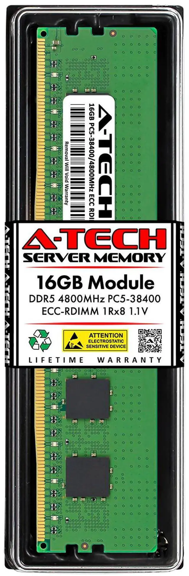 Main image of (NOT FOR HOME PC!) A-Tech 16GB 1Rx8 PC5-38400R DDR5 4800 MHz ECC REG EC8 RDIMM Server Memory RAM 1x
