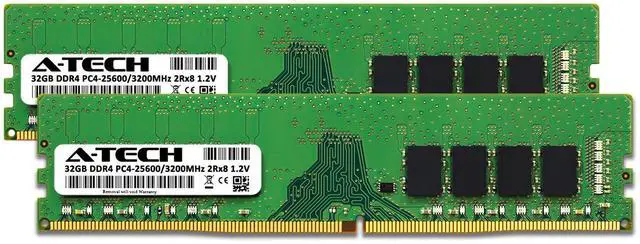 Alt view image 2 of 7 - A-Tech 64GB 2x 32GB PC4-25600 Desktop DDR4 3200 Non-ECC DIMM 288-Pin Memory RAM