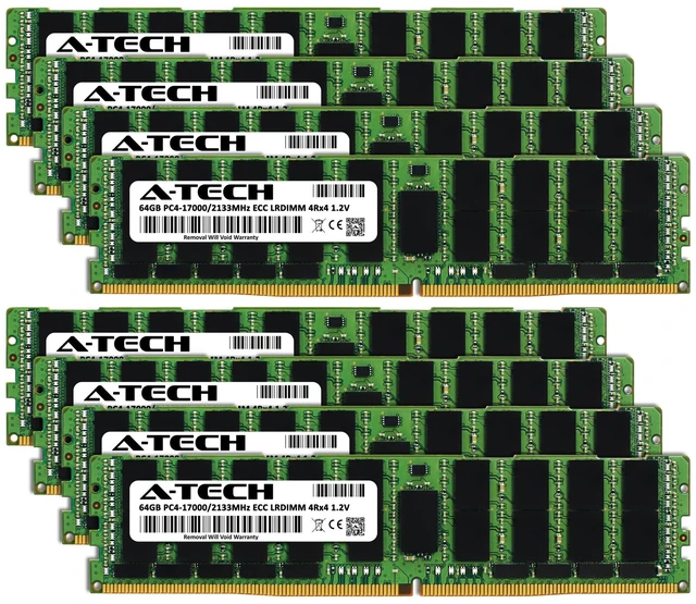 Alt view image 2 of 5 - (NOT FOR HOME PC!) A-Tech 512GB 8x 64GB 4Rx4 PC4-17000 ECC Load Reduced LRDIMM Server Memory RAM