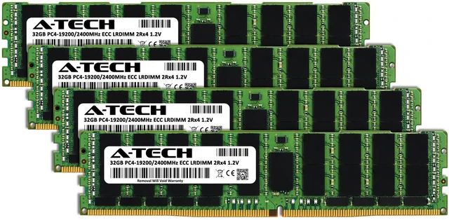 Alt view image 2 of 5 - (NOT FOR HOME PC!) A-Tech 128GB Kit 4x32GB 2Rx4 PC4-19200 ECC LRDIMM DDR4 2400MHz Server Memory RAM