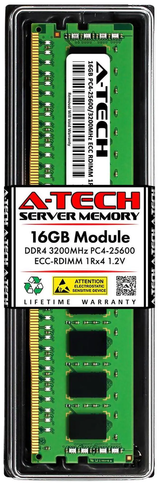 Main image of (NOT FOR HOME PC!) A-Tech 16GB 1Rx4 PC4-25600R DDR4 3200MHz ECC REG 288-Pin RDIMM Server Memory RAM