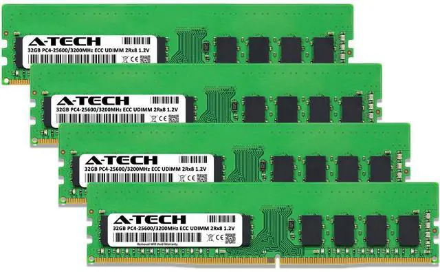 Alt view image 2 of 4 - (NOT FOR HOME PC!) A-Tech 128GB 4x 32GB 2Rx8 PC4-25600 DDR4 3200MHz ECC UNB UDIMM Server Memory RAM