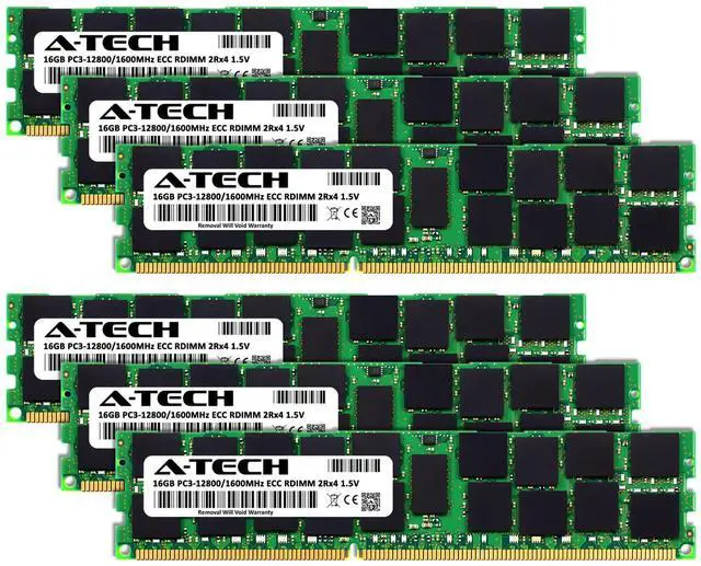Alt view image 2 of 7 - (NOT FOR HOME PC!) A-Tech 96GB 6x 16GB 2Rx4 PC3-12800R DDR3 1600MHz ECC RDIMM REG Server Memory RAM