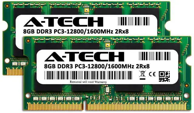 Alt view image 2 of 7 - 16GB KIT 2 x 8GB SODIMM DDR3 NON-ECC PC3-12800 1600MHz 1600 MHz DDR-3 Ram Memory