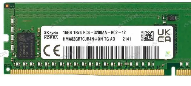 Alt view image 2 of 5 - Hynix 16GB DDR4-3200 RDIMM HMA82GR7CJR4N-XN HMA82GR7DJR4N-XN Server Memory RAM
