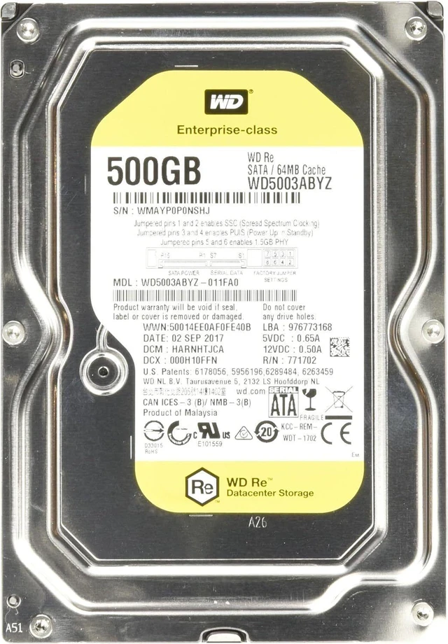 Main image of Western Digital 500GB,Internal,7200 RPM,3.5 inch (WD5003ABYZ) Hard Drive