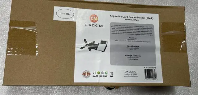 Main image of CTA Digital ADD-CRHVESAB Adjustable Card Reader Holder with VESA Plate Black