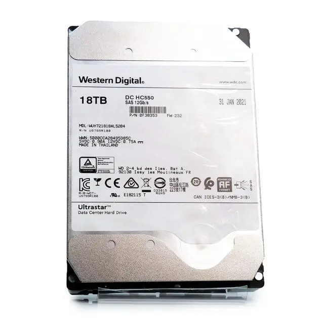 Alt view image 4 of 7 - (NOT FOR HOME PC!) WD Ultrastar DC HC550 18TB SAS 12GB/s 3.5" HDD WUH721818AL5204 0F38353