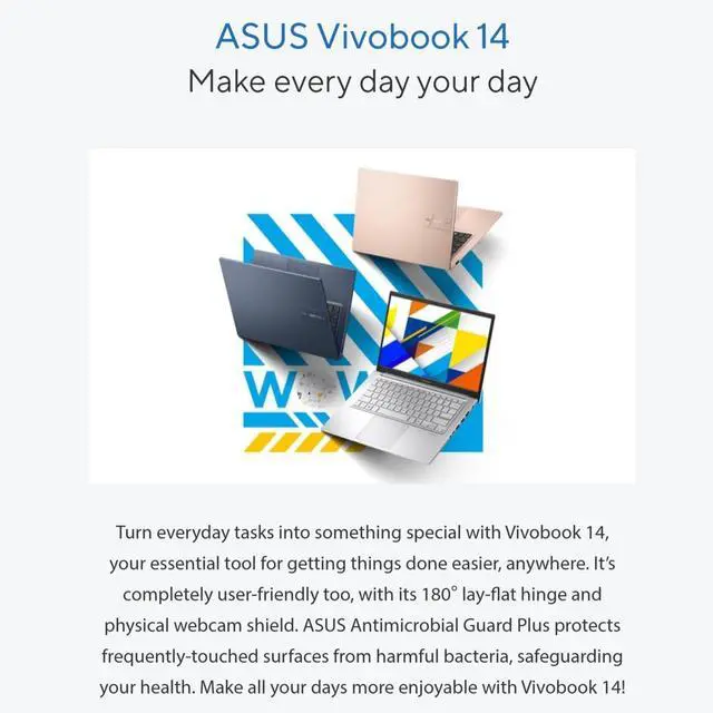 Alt view image 4 of 7 - 2026 ASUS Vivobook Laptop 14" FHD 6-Core Intel i3 16GB RAM 1TB SSD Win 11 Pro