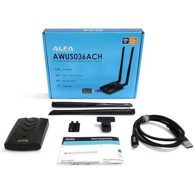 Alt view image 5 of 5 - Alfa AWUS036ACH 802.11ac AC1200 867 Mbps Power Boost dual band Wi-Fi USB Adapter