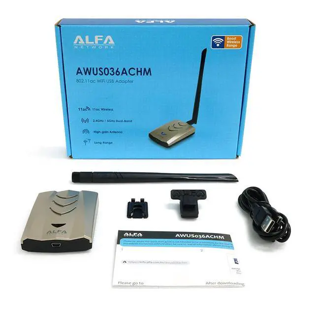 Alt view image 7 of 7 - Alfa AWUS036ACHM 802.11ac dual band High Power Wi-Fi USB Adapter +RP-SMA antenna