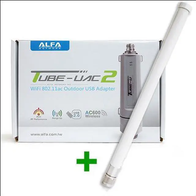 Main image of Alfa Tube-UAC2 802.11ac Dual Band long range USB adapter+ 9 dBi omni antenna kit