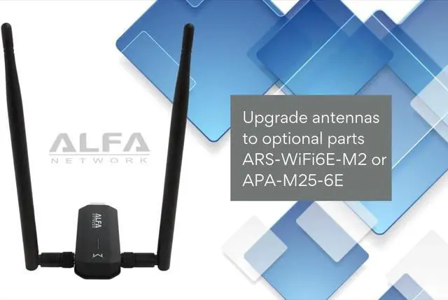 Alt view image 3 of 6 - ALFA AWUS036AXM 802.11axe WiFi 6E USB 3.0 Adapter AXE3000, Tri Band 6 GHz