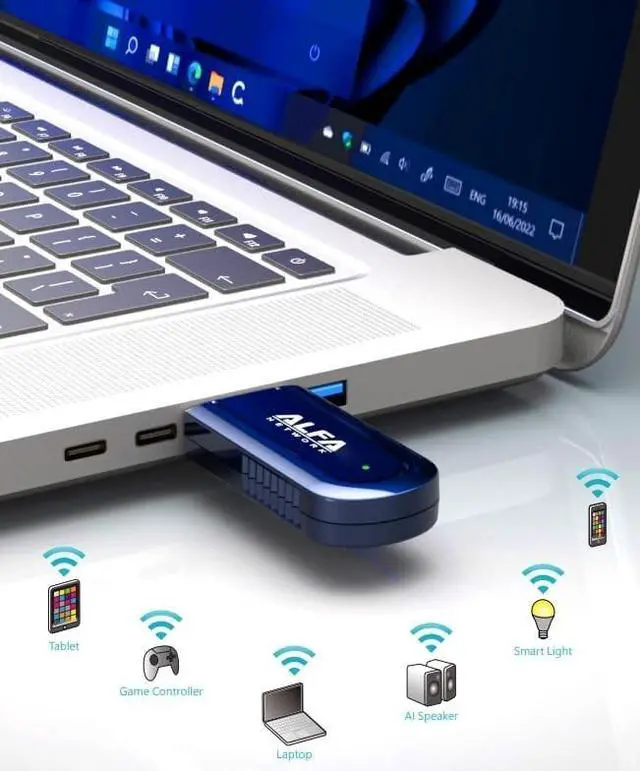 Alt view image 3 of 5 - ALFA AWUS036AXER 802.11ax WiFi 6 1200 Mbps Dual Band 2x2 MIMO WiFi USB Dongle