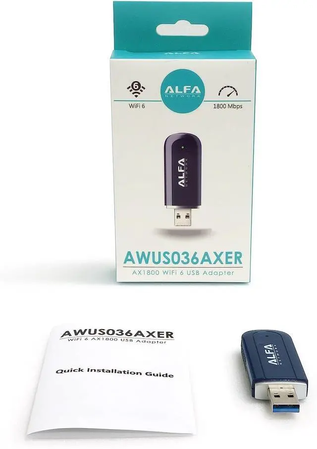 Alt view image 5 of 5 - ALFA AWUS036AXER 802.11ax WiFi 6 1200 Mbps Dual Band 2x2 MIMO WiFi USB Dongle