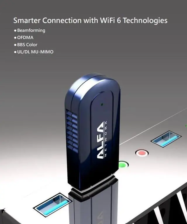 Alt view image 4 of 5 - ALFA AWUS036AXER 802.11ax WiFi 6 1200 Mbps Dual Band 2x2 MIMO WiFi USB Dongle