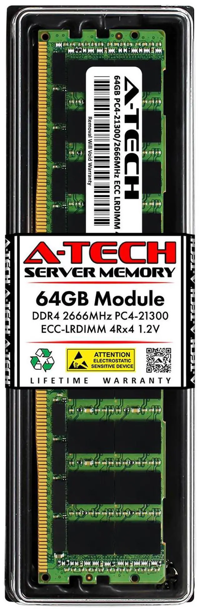 Main image of (NOT FOR HOME PC!) 64GB DDR4 ECC LRDIMM Micron MTA72ASS8G72LZ-2G6D2 Equivalent Server Memory RAM 1x