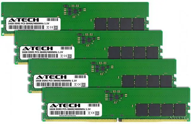 Alt view image 2 of 7 - A-Tech 64GB Kit 4 x 16GB DDR5 4800 MHz PC5-38400 Desktop 288-Pin DIMM Memory RAM