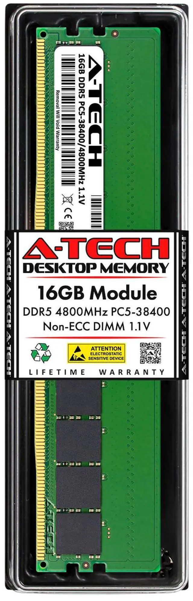 Main image of A-Tech 16GB PC5-38400 Desktop DIMM DDR5 4800 MHz 288-Pin PC Memory RAM 1x 16G