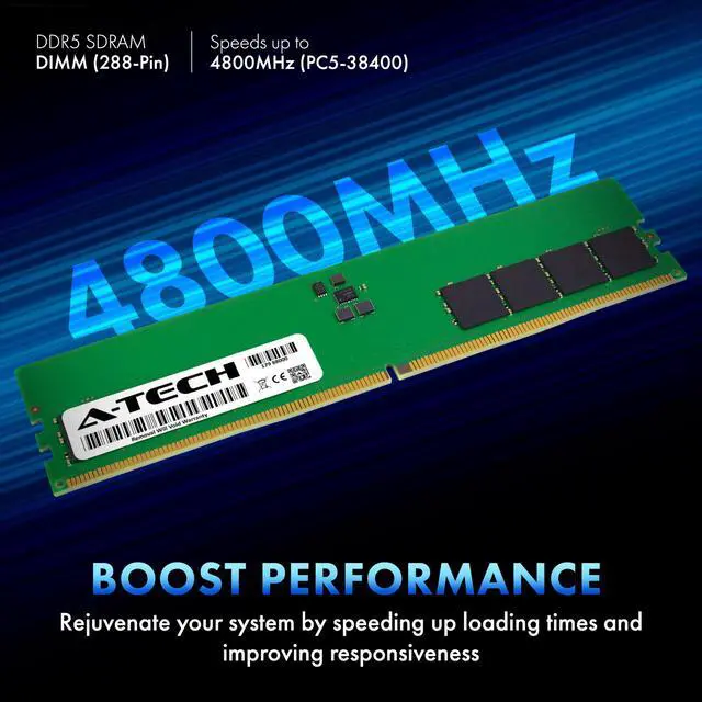 Alt view image 4 of 5 - (NOT FOR HOME PC!) A-Tech 32GB 2x 16GB 1Rx8 PC5-38400R DDR5 4800MHz EC8 REG RDIMM Server Memory RAM