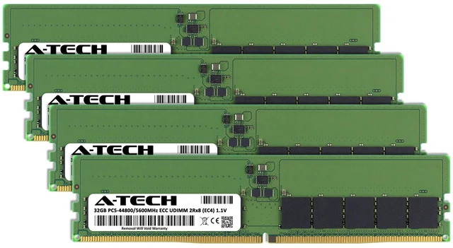 Alt view image 2 of 6 - (NOT FOR HOME PC!) A-Tech 128GB 4x 32GB 2Rx8 PC5-44800E DDR5 5600 MHz ECC UDIMM Server Memory RAM