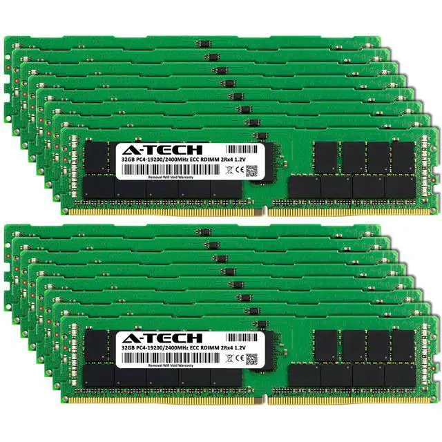 Alt view image 2 of 4 - (NOT FOR HOME PC!) A-Tech 512GB 16x 32GB 2Rx4 PC4-19200R DDR4 2400 ECC REG RDIMM Server Memory RAM