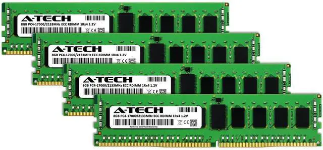 Alt view image 2 of 7 - (NOT FOR HOME PC!) A-Tech 32GB 4x 8GB 1Rx4 PC4-17000R DDR4 2133 MHz ECC REG RDIMM Server Memory RAM