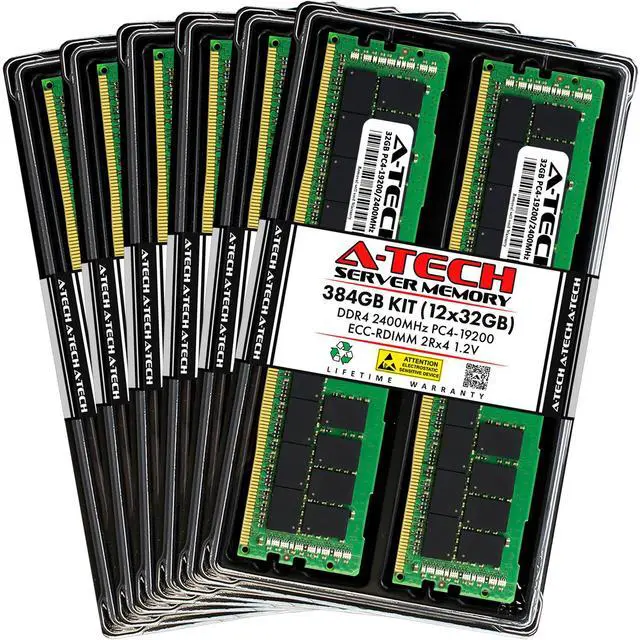 Main image of (NOT FOR HOME PC!) A-Tech 384GB 12x 32GB 2Rx4 PC4-19200R DDR4 2400 ECC REG RDIMM Server Memory RAM