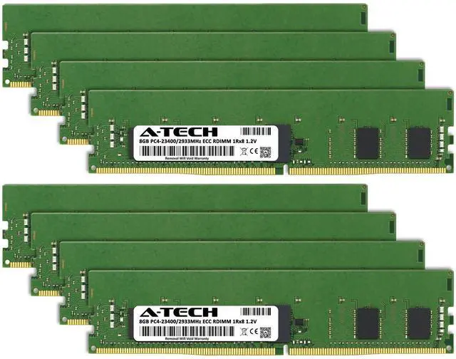 Alt view image 2 of 4 - (NOT FOR HOME PC!) A-Tech 64GB 8x 8GB 1Rx8 PC4-23400R RDIMM DDR4 2933 MHz ECC REG Server Memory RAM