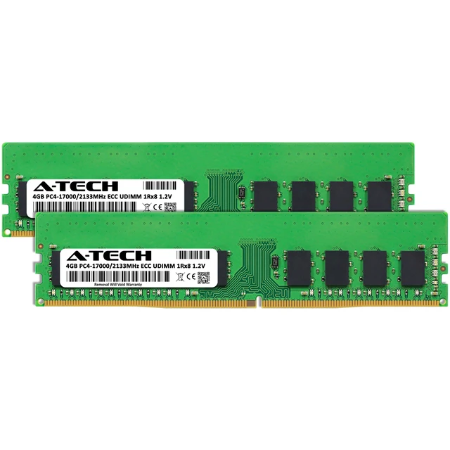Alt view image 2 of 4 - (NOT FOR HOME PC!) A-Tech 8GB 2x 4GB 1Rx8 PC4-17000E ECC UDIMM DDR4 2133 MHz Server Memory RAM