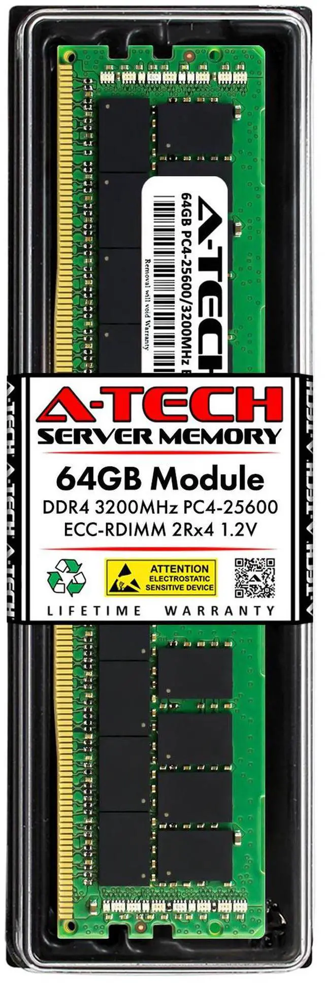 Main image of (NOT FOR HOME PC!) A-Tech 64GB 2Rx4 PC4-25600 DDR4 3200MHz ECC Registered RDIMM Server Memory RAM