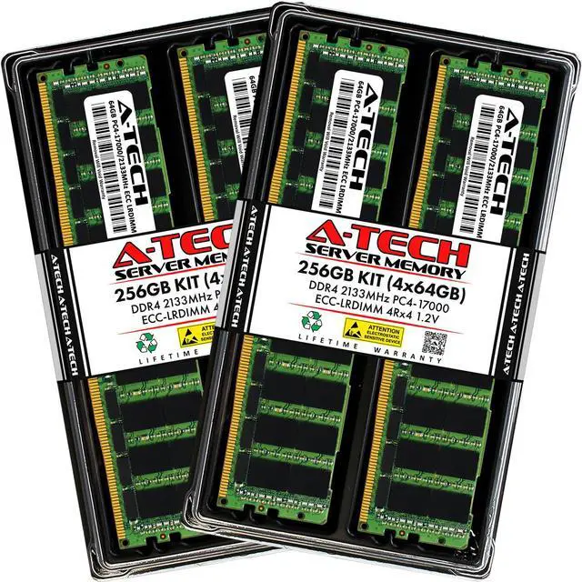 Main image of (NOT FOR HOME PC!) A-Tech 256GB 4x 64GB 4Rx4 PC4-17000 ECC Load Reduced LRDIMM Server Memory RAM