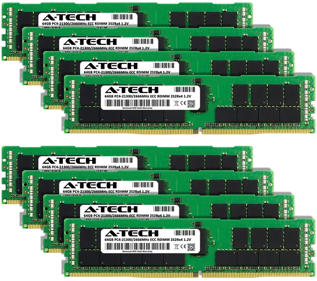 Alt view image 2 of 7 - (NOT FOR HOME PC!) A-Tech 512GB 8x 64GB 2S2Rx4 4Rx4 PC4-21300 2666 ECC REG RDIMM Server Memory RAM