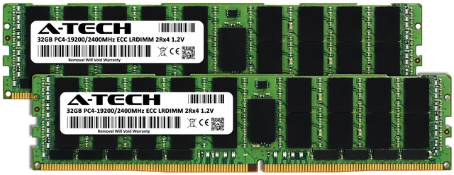 Alt view image 2 of 5 - (NOT FOR HOME PC!) A-Tech 64GB 2x32GB 2Rx4 PC4-19200 DDR4 ECC Load Reduced LRDIMM Server Memory RAM